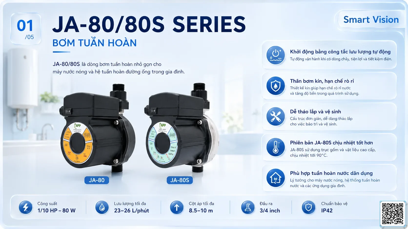 JA-80/80S JA-80/80S Series Circulator Pumps Catalogue Taiwan Pumps, Bơm Đài Loan nhập khẩu