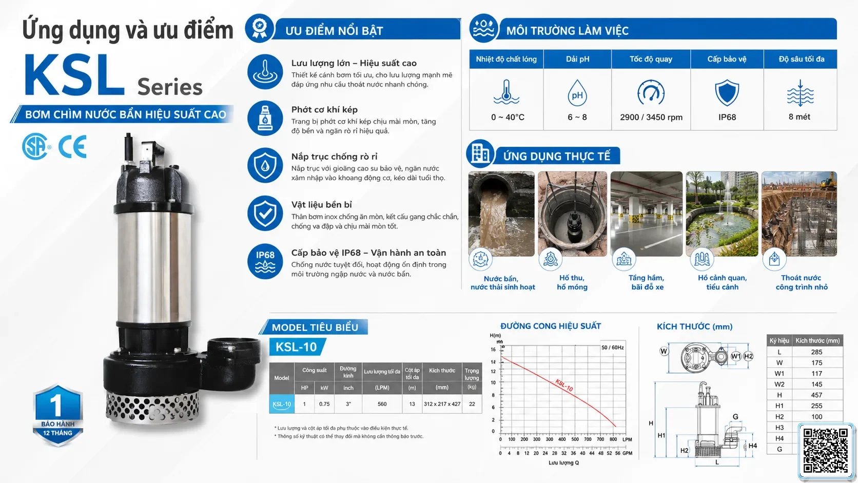 KSL KSL Series Hi-flow Dirty Water Pumps Catalogue Taiwan Pumps, Bơm Đài Loan nhập khẩu