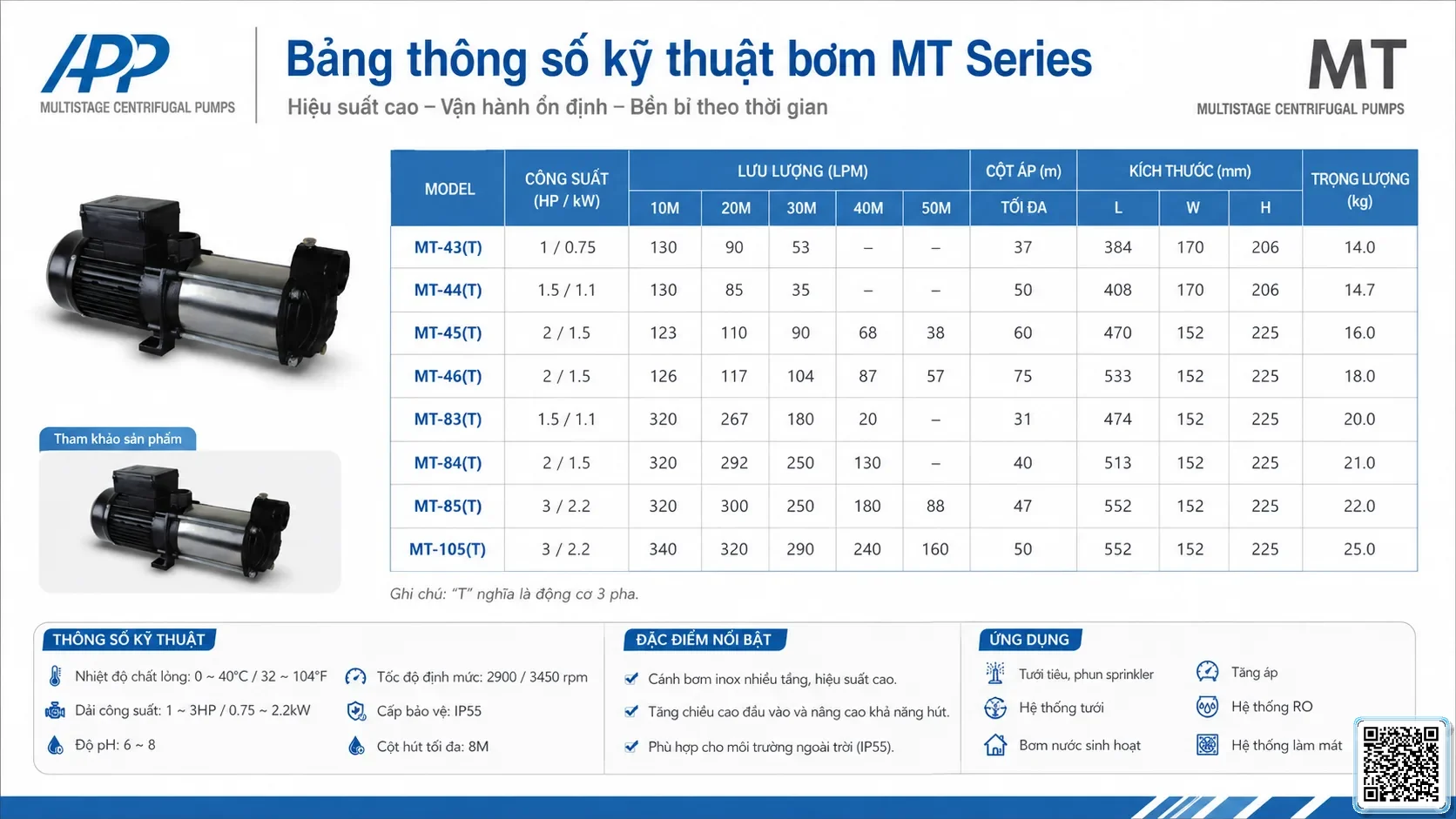 MT MT Series Multistage Centrifugal Pumps Catalogue Taiwan Pumps, Bơm Đài Loan nhập khẩu