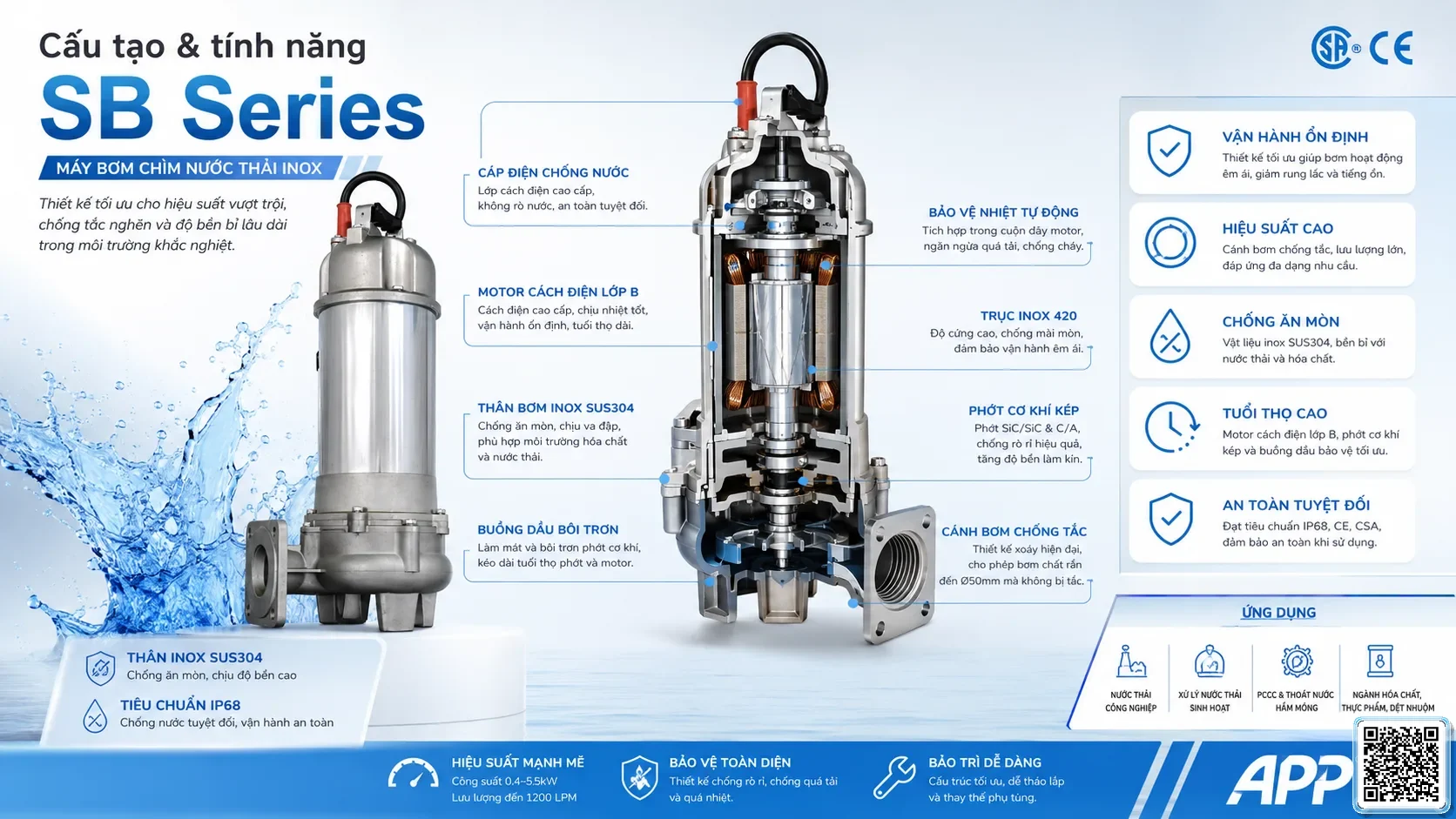 SB SB Series Stainless Steel Sewage Pumps Catalogue Taiwan Pumps, Bơm Đài Loan nhập khẩu