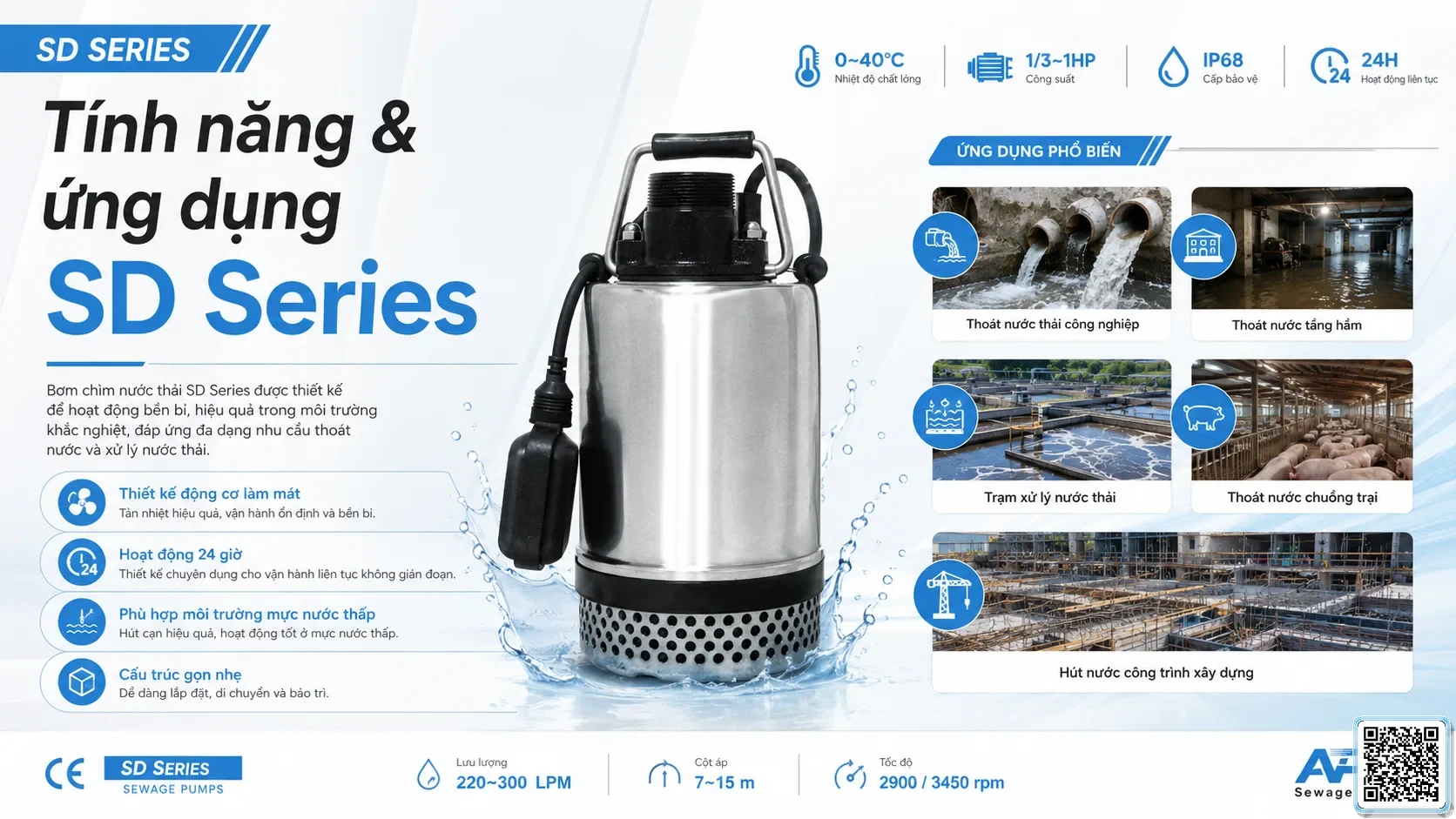 SD SD Series Sewage Pumps Catalogue Taiwan Pumps, Bơm Đài Loan nhập khẩu