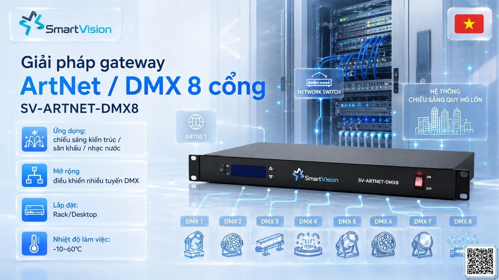 SV-ARTNET-DMX8 SV-ARTNET-DMX8 8-Port ArtNet-DMX Converter Bộ điều khiển DMX, Nhạc nước DMX, Đèn DMX, Bơm DMX, hệ thống ánh sáng DMX