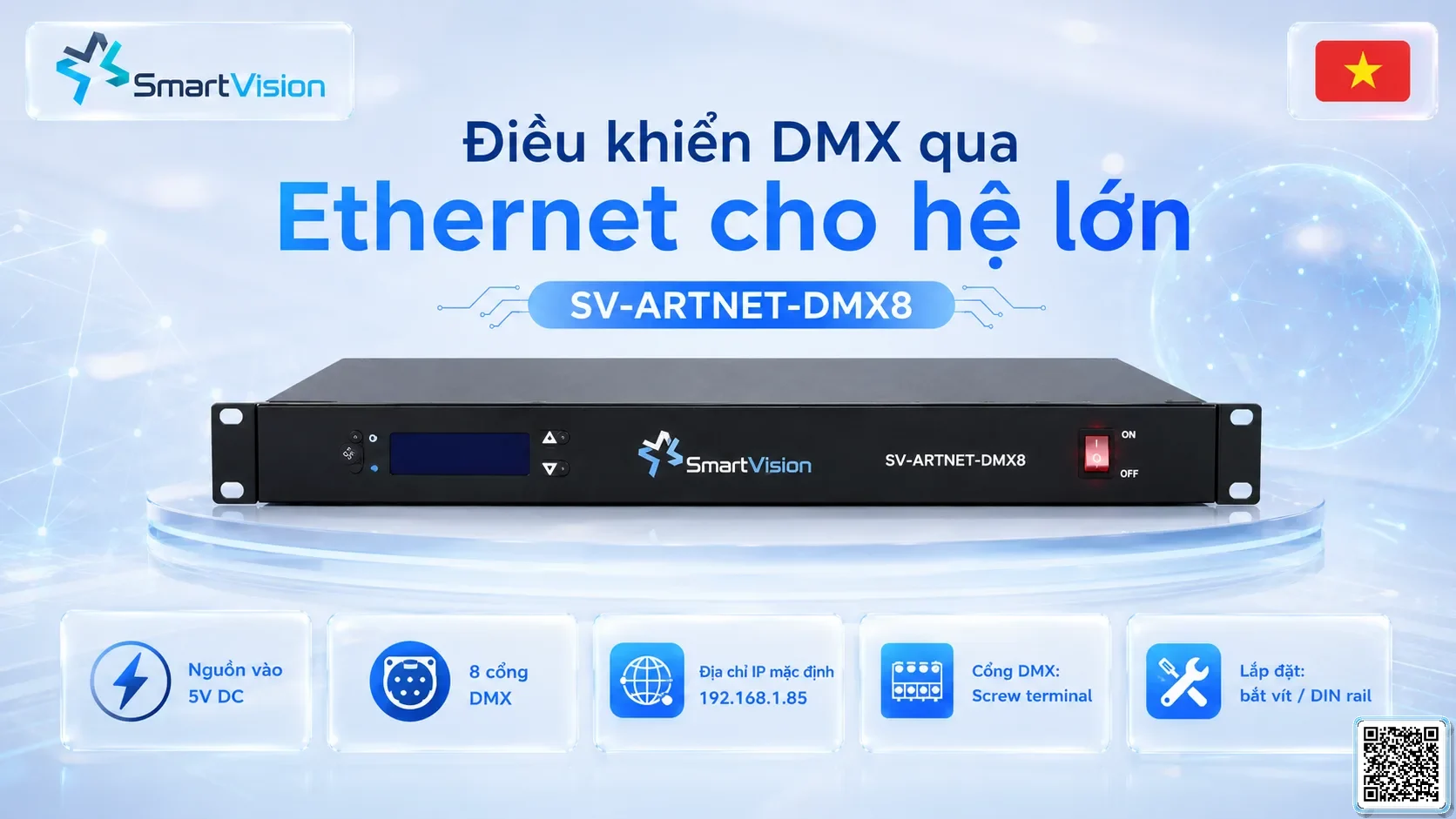 SV-ARTNET-DMX8 SV-ARTNET-DMX8 8-Port ArtNet-DMX Converter Bộ điều khiển DMX, Nhạc nước DMX, Đèn DMX, Bơm DMX, hệ thống ánh sáng DMX