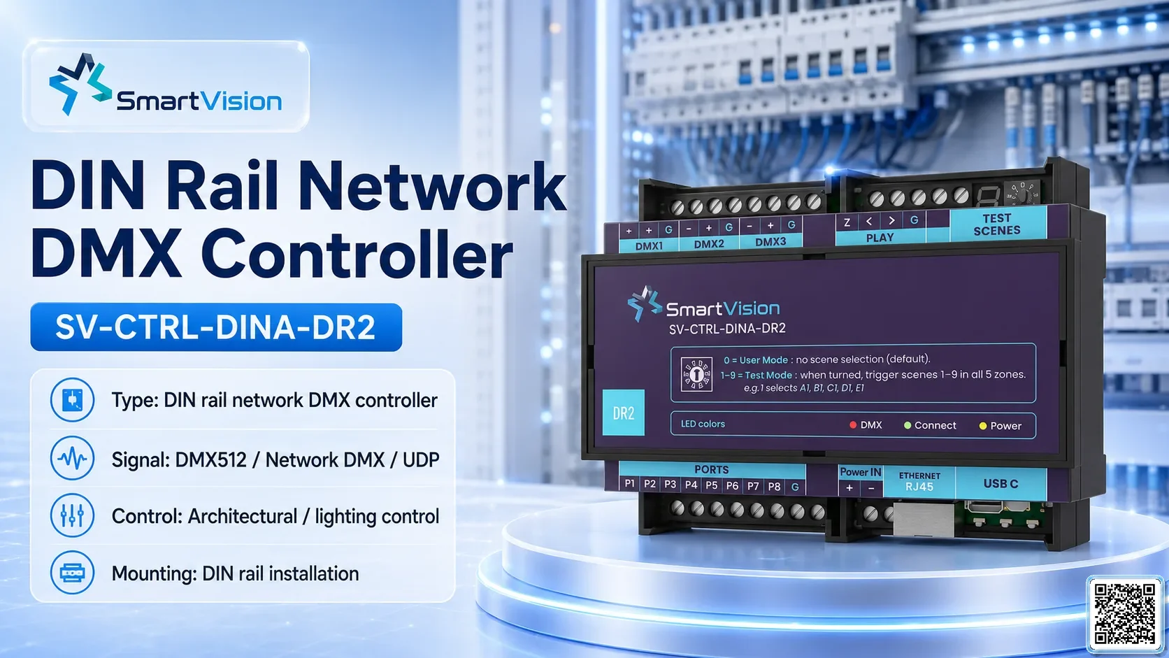 SV-CTRL-DINA-DR2 SV-CTRL-DINA-DR2 DIN Rail Network DMX Controller DMX Controller, DMX fountain, DMX Nozzle, DMX Pumps, DMX software, DMX Lighting