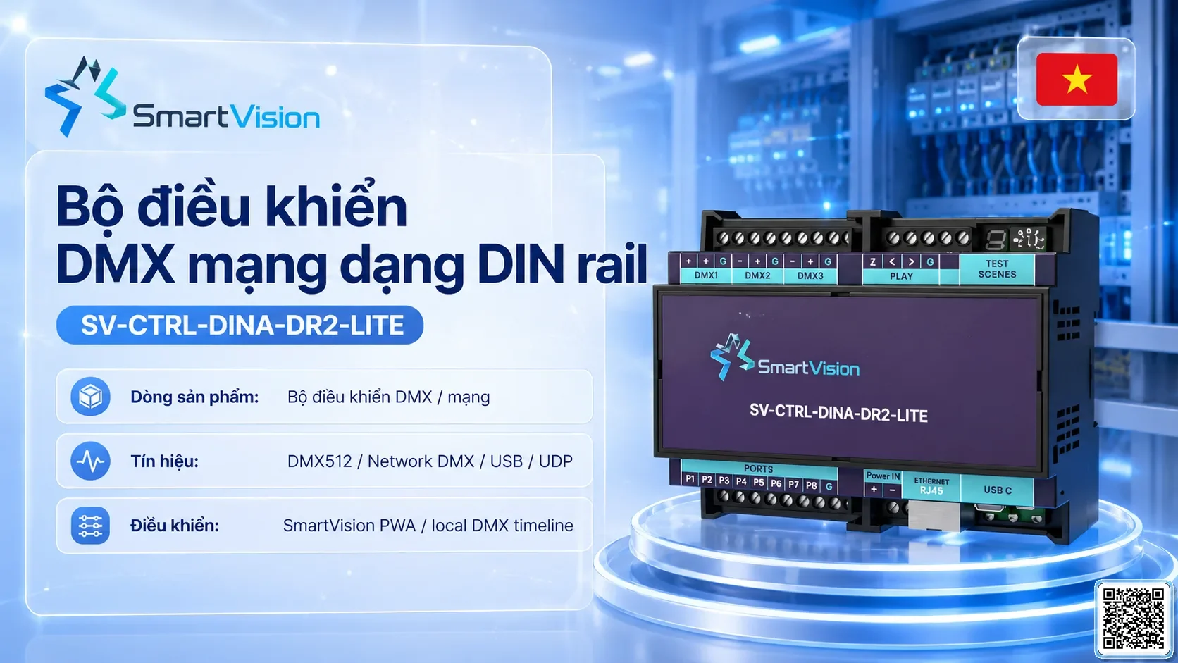 SV-CTRL-DINA-DR2-LITE SV-CTRL-DINA-DR2-LITE DIN Rail Network DMX Controller Bộ điều khiển DMX, Nhạc nước DMX, Đèn DMX, Bơm DMX, hệ thống ánh sáng DMX SV-CTRL-DINA-DR2-LITE SV-CTRL-DINA-DR2-LITE DIN Rail Network DMX Controller Bộ điều khiển DMX, Nhạc nước DMX, Đèn DMX, Bơm DMX, hệ thống ánh sáng DMX