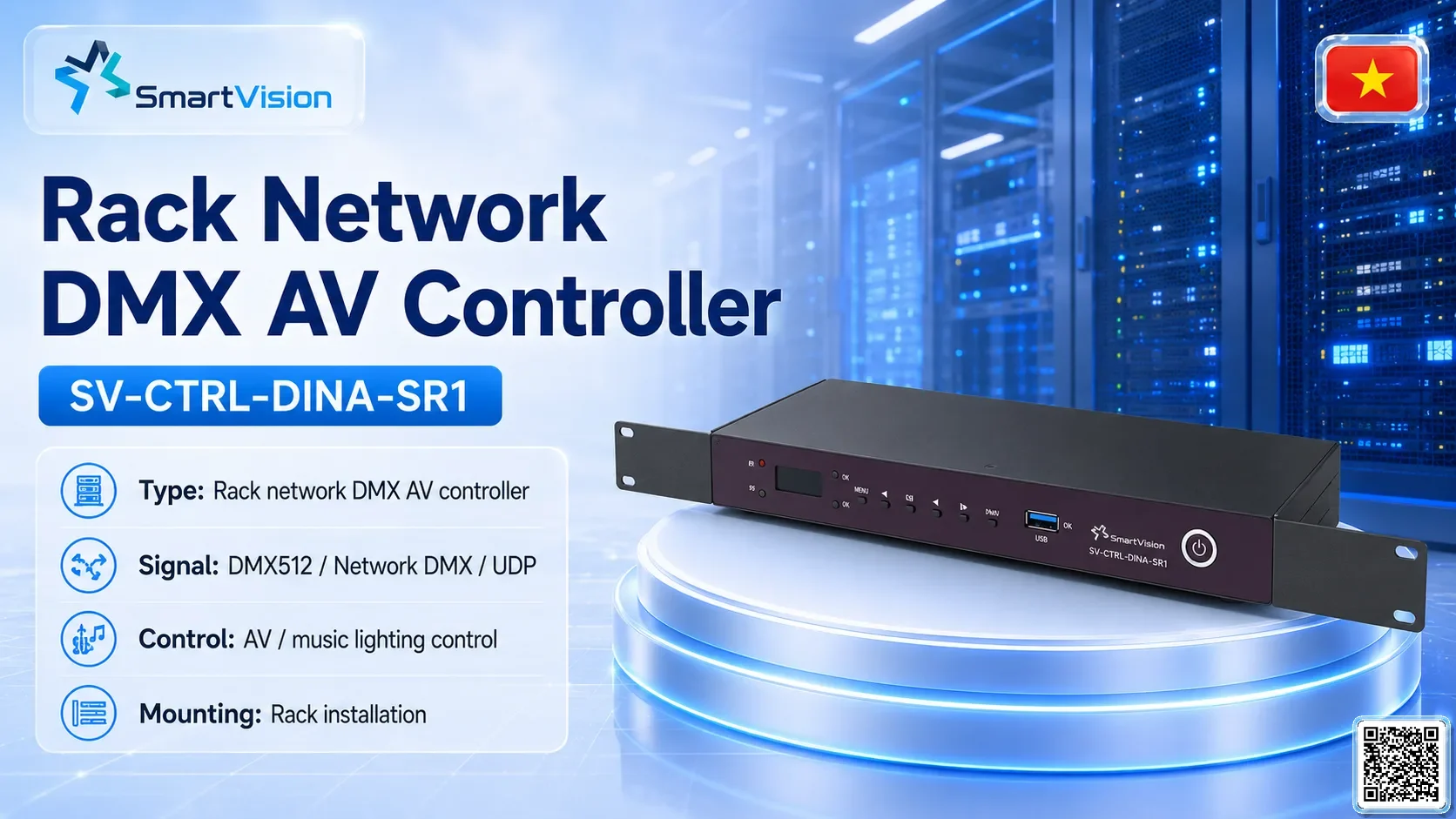 SV-CTRL-DINA-SR1 Rack Network DMX AV Controller