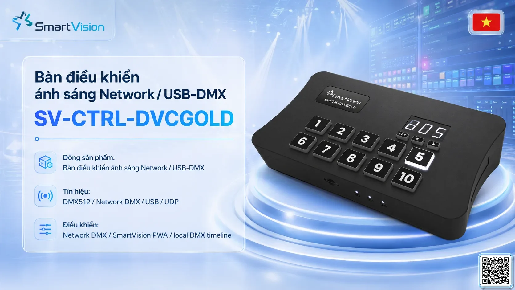 SV-CTRL-DVCGOLD SV-CTRL-DVCGOLD Network / USB-DMX Lighting Console Bộ điều khiển DMX, Nhạc nước DMX, Đèn DMX, Bơm DMX, hệ thống ánh sáng DMX