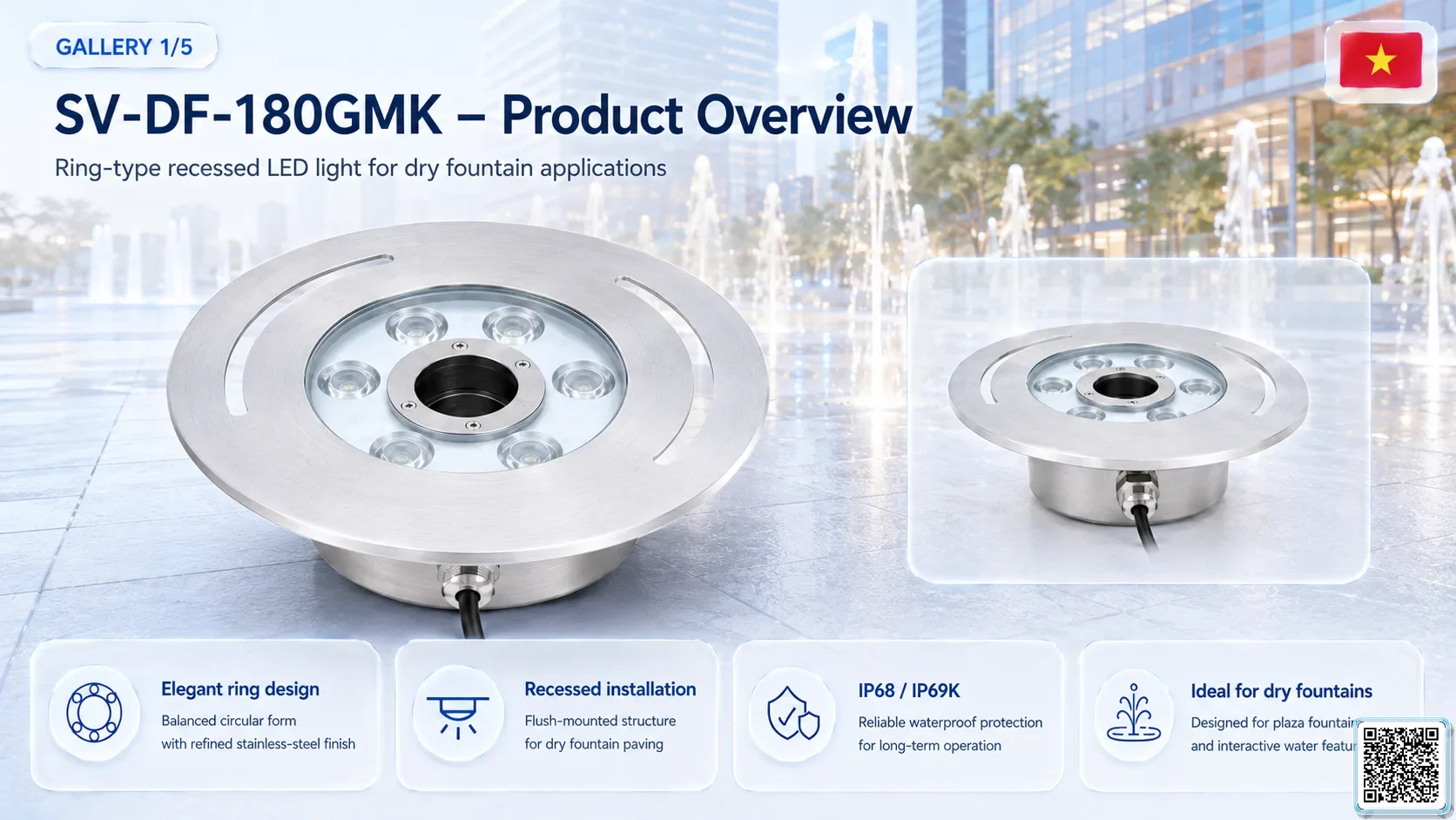 SV-DF-180GMK SV-DF-180GMK Dry Fountain Ring LED Light Underwater Light catalogue, fountain lights