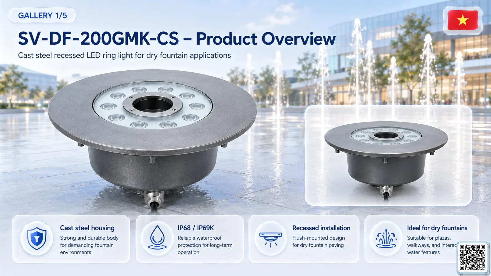 SV-DF-200GMK-CS SV-DF-200GMK-CS Cast Steel Dry Fountain Ring LED Light Underwater Light catalogue, fountain lights