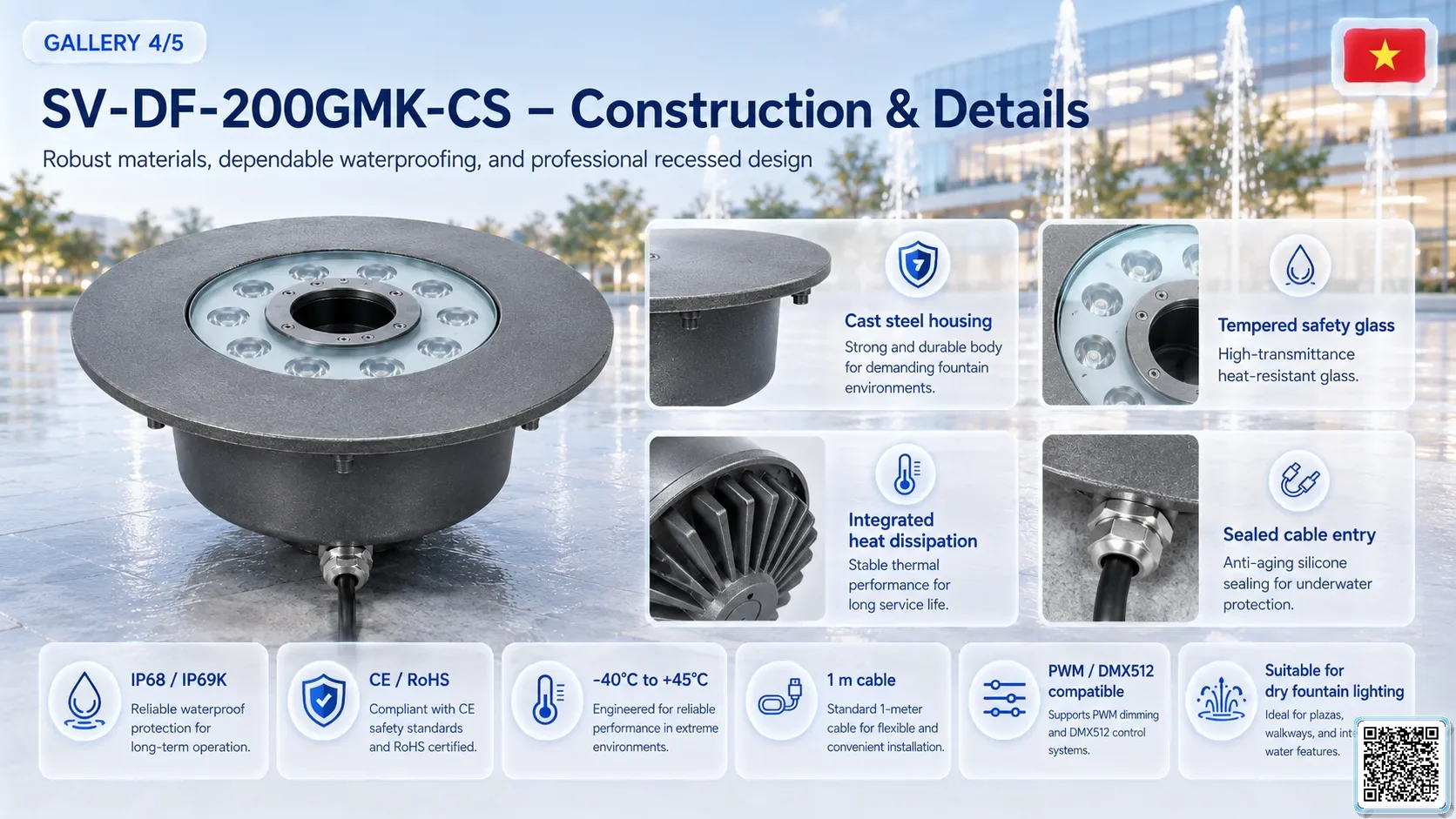 SV-DF-200GMK-CS SV-DF-200GMK-CS Cast Steel Dry Fountain Ring LED Light Underwater Light catalogue, fountain lights