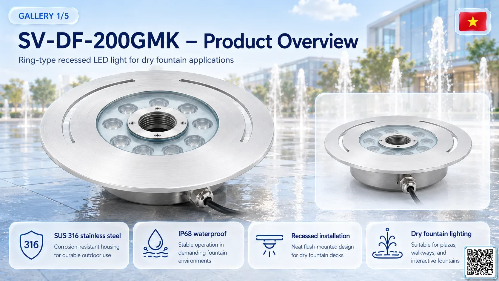 SV-DF-200GMK SV-DF-200GMK Dry Fountain Ring LED Light Underwater Light catalogue, fountain lights