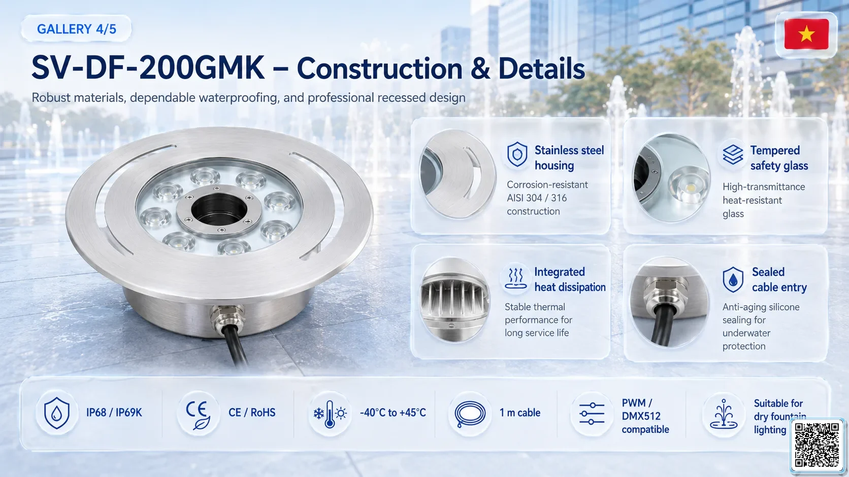 SV-DF-200GMK SV-DF-200GMK Dry Fountain Ring LED Light Underwater Light catalogue, fountain lights