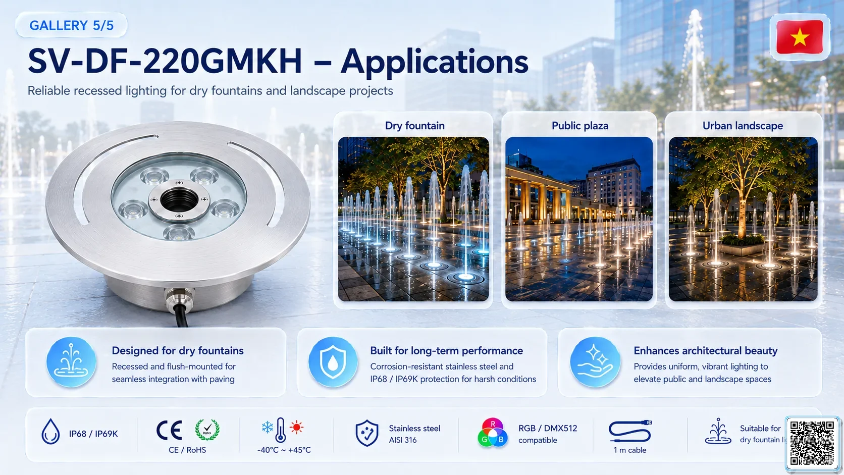 SV-DF-220GMKH SV-DF-220GMKH High Power Dry Fountain Ring LED Light Underwater Light catalogue, fountain lights