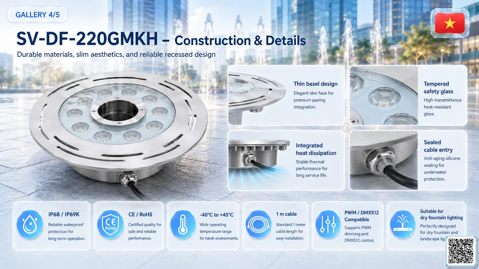 SV-DF-220GMKH SV-DF-220GMKH High Power Dry Fountain Ring LED Light Underwater Light catalogue, fountain lights
