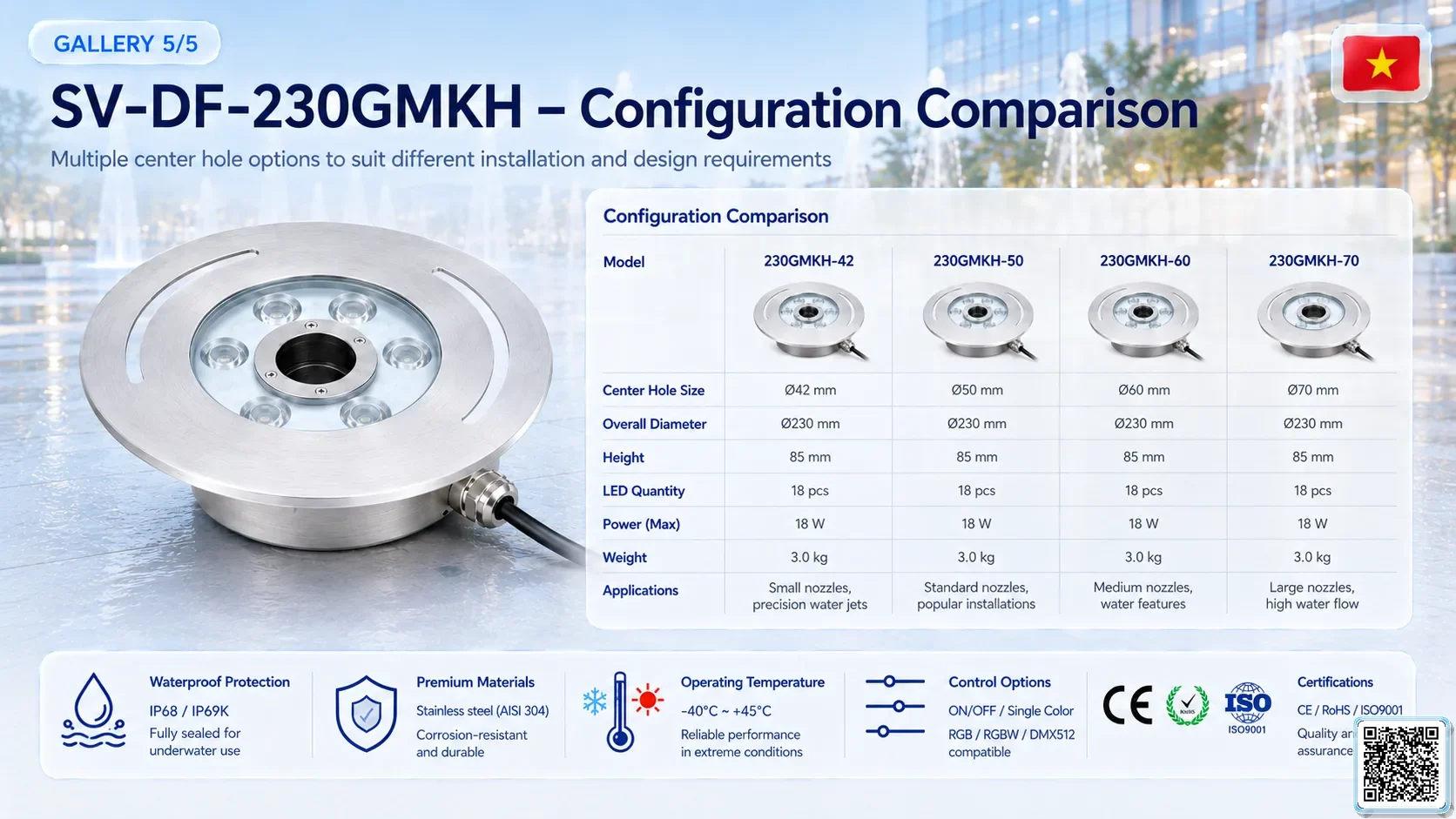 SV-DF-230GMKH SV-DF-230GMKH High Power Dry Fountain Ring LED Light Underwater Light catalogue, fountain lights