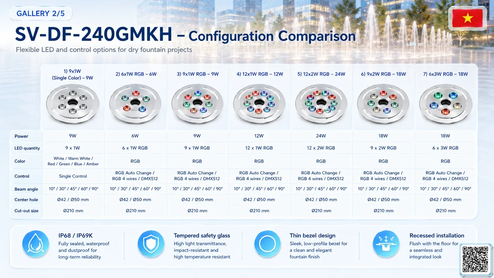 SV-DF-240GMKH SV-DF-240GMKH High Power Dry Fountain Ring LED Light Underwater Light catalogue, fountain lights