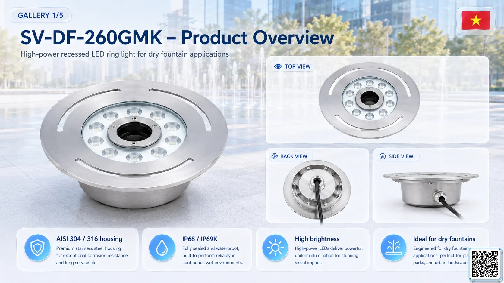 SV-DF-260GMK SV-DF-260GMK Dry Fountain Ring LED Light Underwater Light catalogue, fountain lights