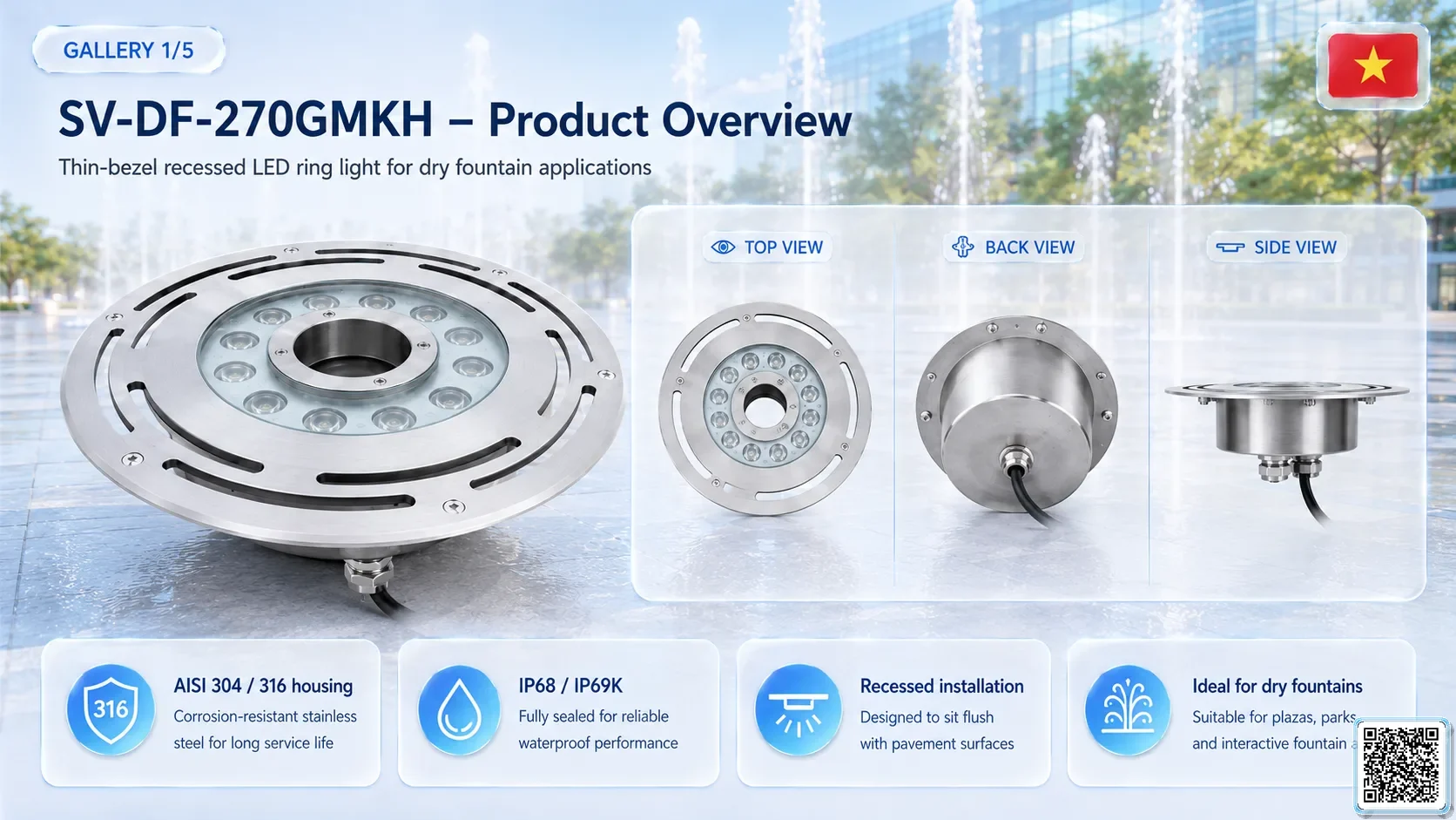 SV-DF-270GMKH SV-DF-270GMKH High Power Dry Fountain Ring LED Light Underwater Light catalogue, fountain lights