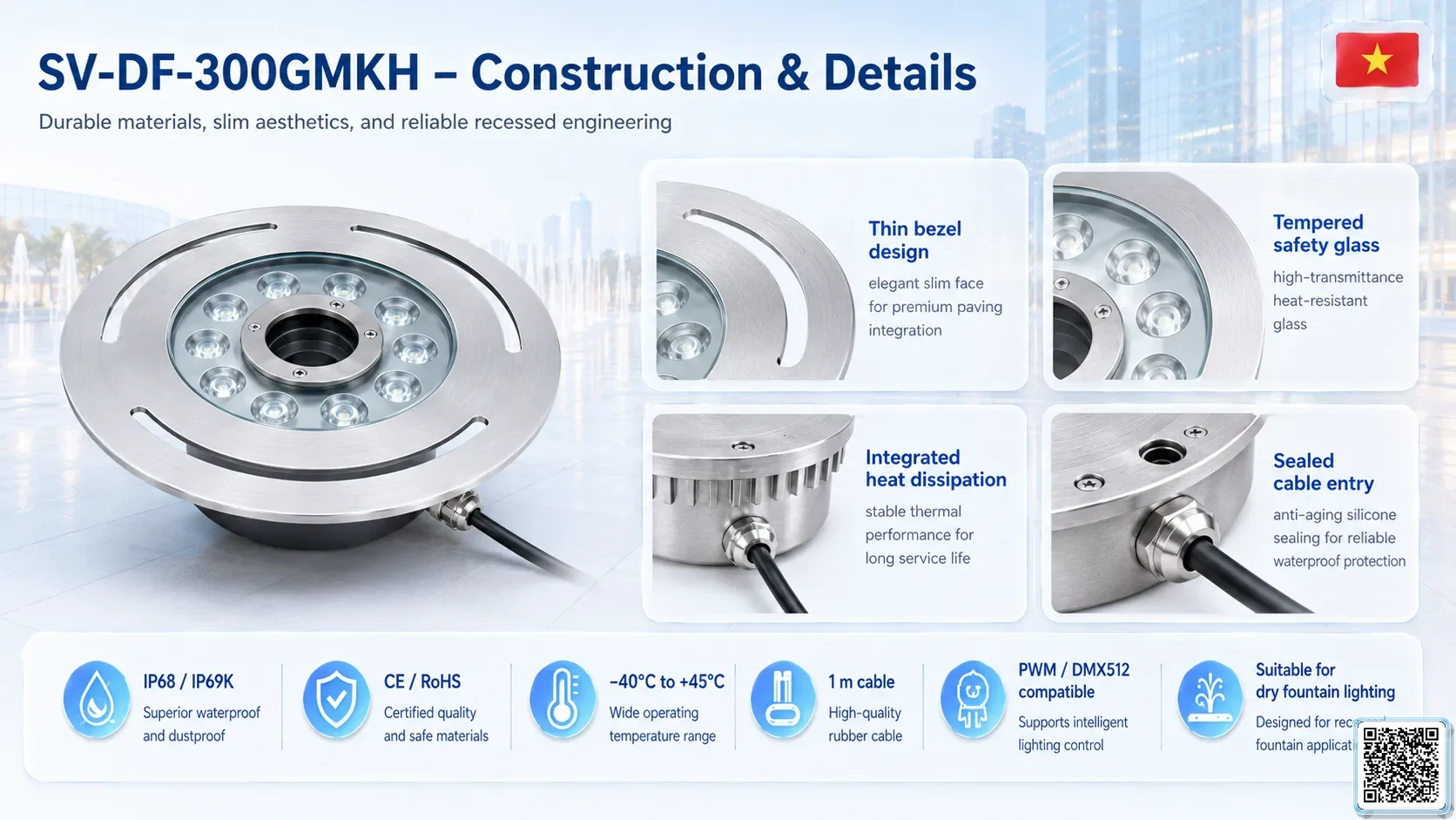 SV-DF-300GMKH SV-DF-300GMKH High Power Dry Fountain Ring LED Light Underwater Light catalogue, fountain lights