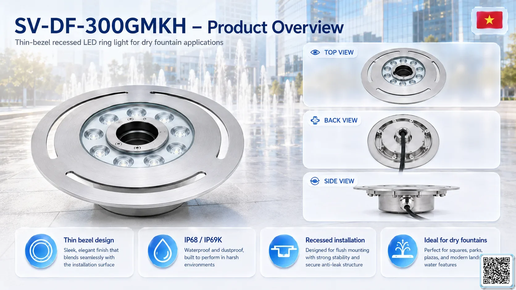 SV-DF-300GMKH SV-DF-300GMKH High Power Dry Fountain Ring LED Light Underwater Light catalogue, fountain lights