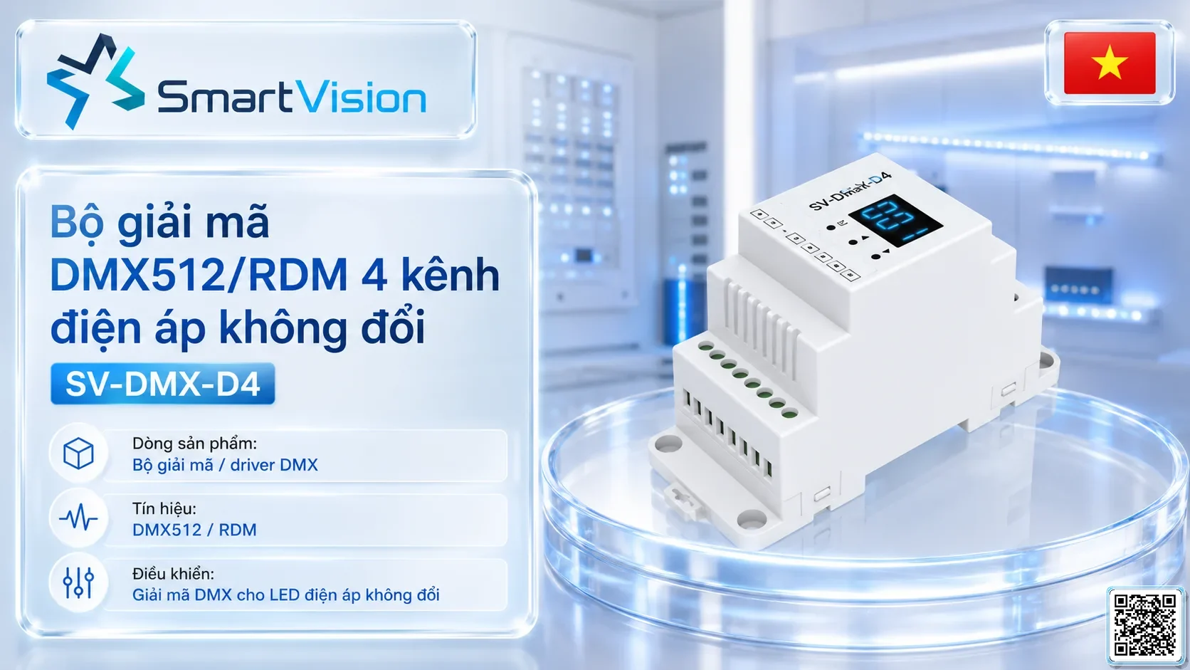 SV-DMX-D4 SV-DMX-D4 4-Channel Constant-Voltage DMX512/RDM Decoder Bộ điều khiển DMX, Nhạc nước DMX, Đèn DMX, Bơm DMX, hệ thống ánh sáng DMX