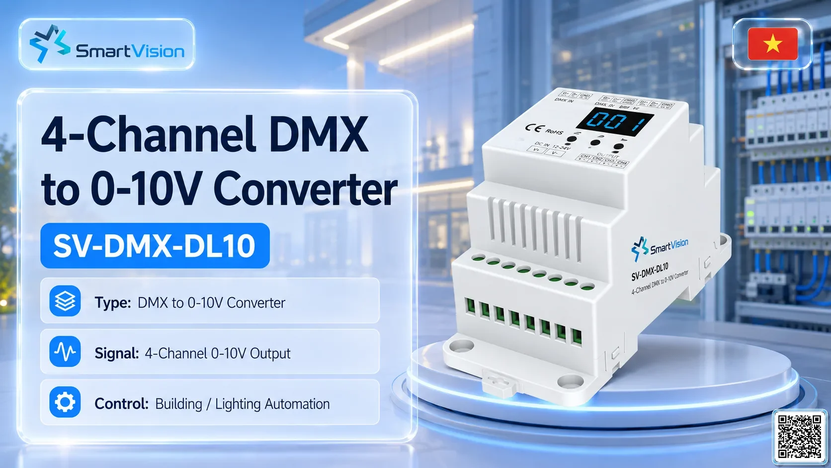SV-DMX-DL10 4-Channel DMX to 0-10V Converter