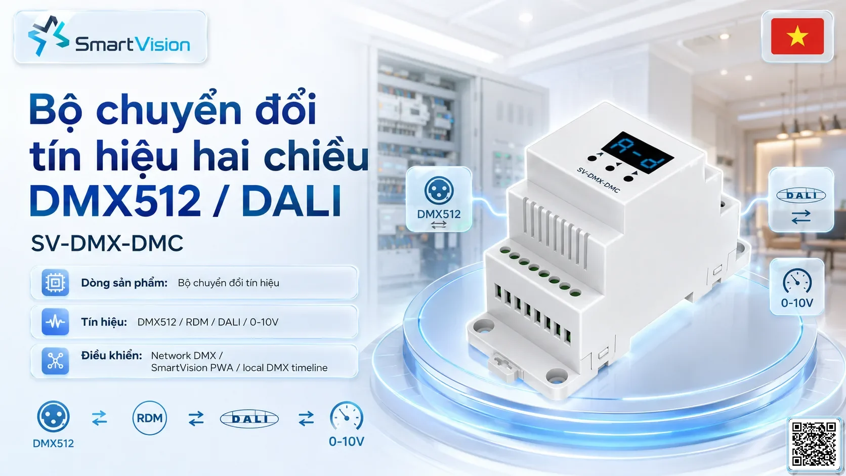 Bộ chuyển đổi tín hiệu hai chiều DMX512 / DALI SV-DMX-DMC