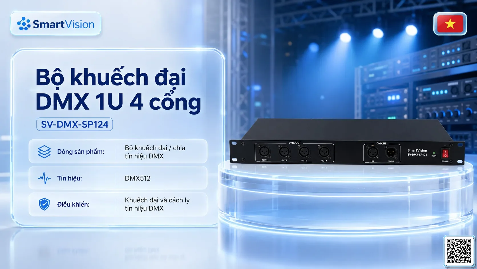 Bộ khuếch đại DMX 1U 4 cổng SV-DMX-SP124
