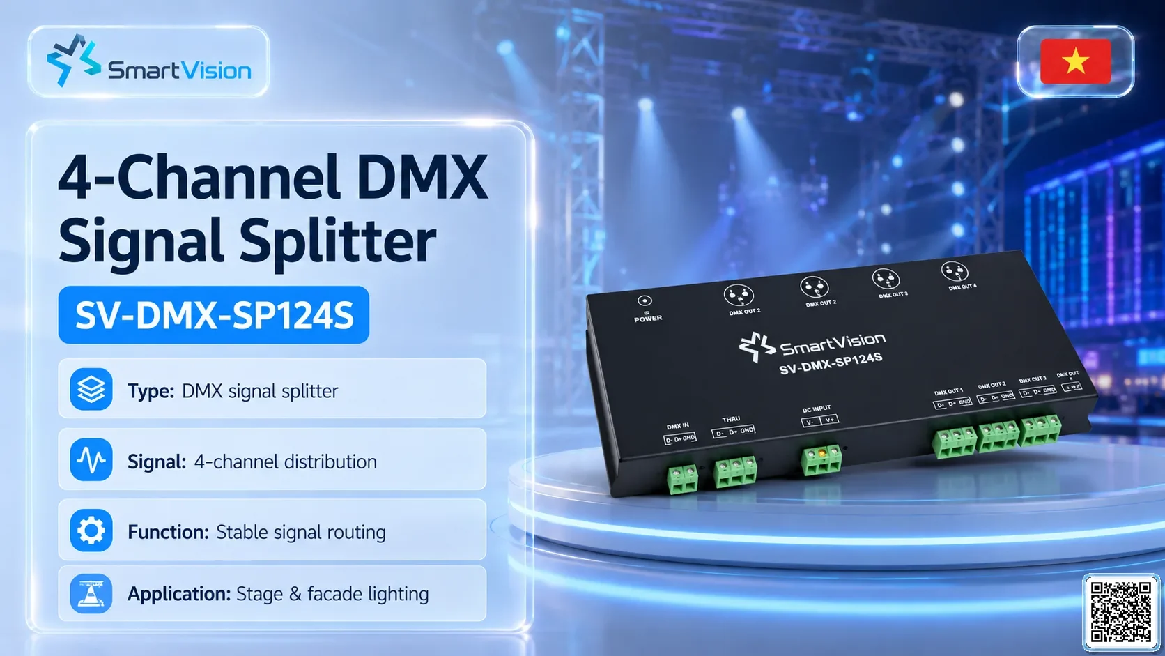 SV-DMX-SP124S 4-Channel DMX Signal Splitter