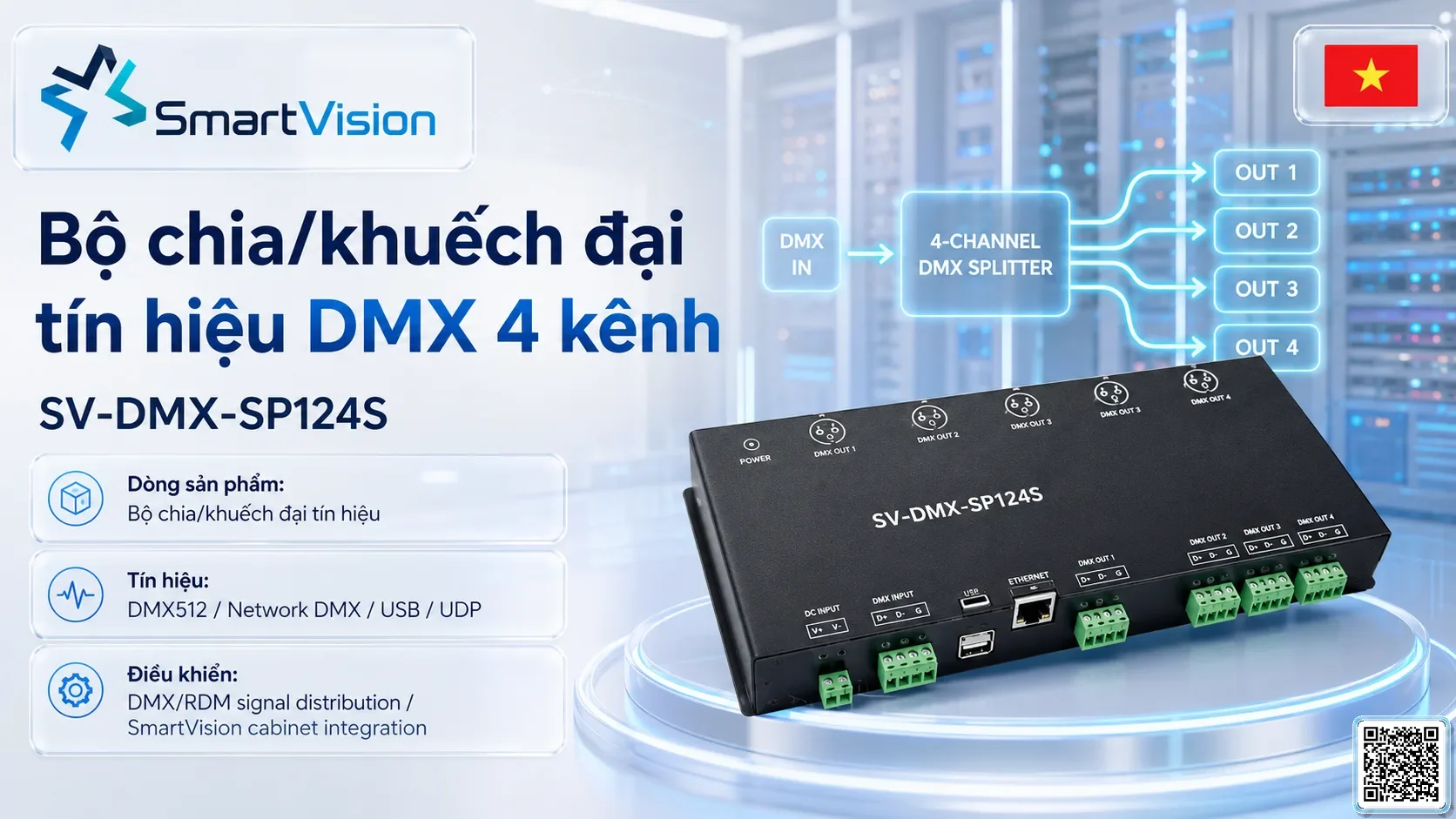 SV-DMX-SP124S SV-DMX-SP124S 4-Channel DMX Signal Splitter Bộ điều khiển DMX, Nhạc nước DMX, Đèn DMX, Bơm DMX, hệ thống ánh sáng DMX