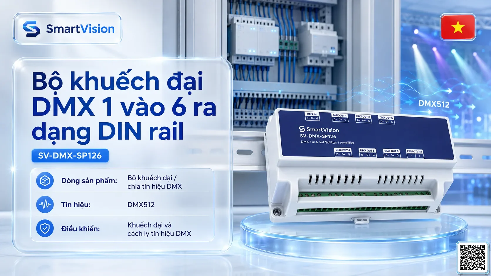 SV-DMX-SP126 SV-DMX-SP126 DIN Rail 1-in/6-out DMX Splitter Bộ điều khiển DMX, Nhạc nước DMX, Đèn DMX, Bơm DMX, hệ thống ánh sáng DMX SV-DMX-SP126 SV-DMX-SP126 DIN Rail 1-in/6-out DMX Splitter Bộ điều khiển DMX, Nhạc nước DMX, Đèn DMX, Bơm DMX, hệ thống ánh sáng DMX