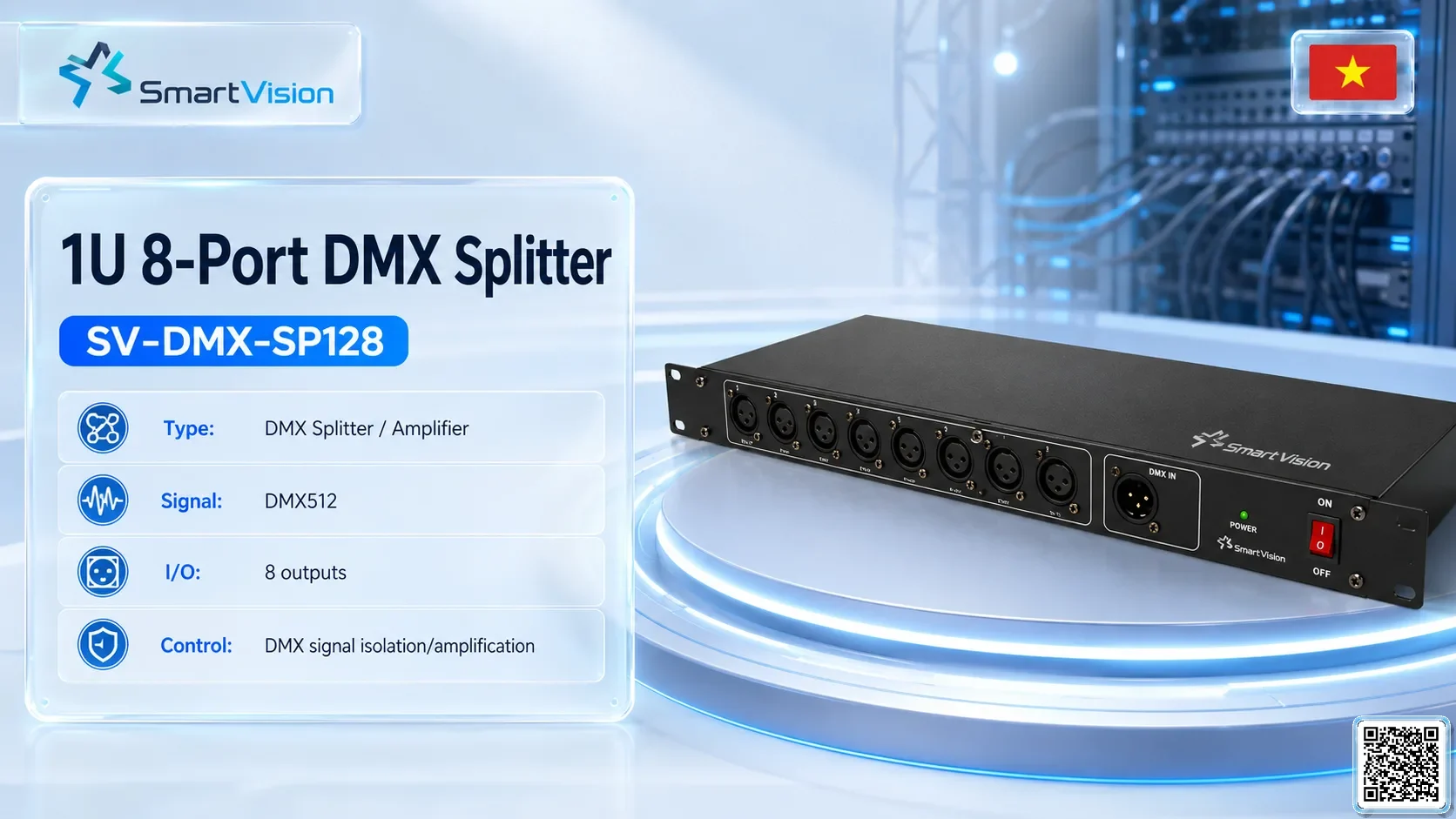 SV-DMX-SP128 1U 8-Port DMX Splitter