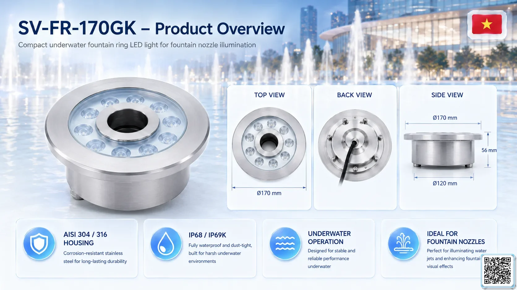 SV-FR-170GK SV-FR-170GK Fountain Ring Underwater LED Light Underwater Light catalogue, fountain lights