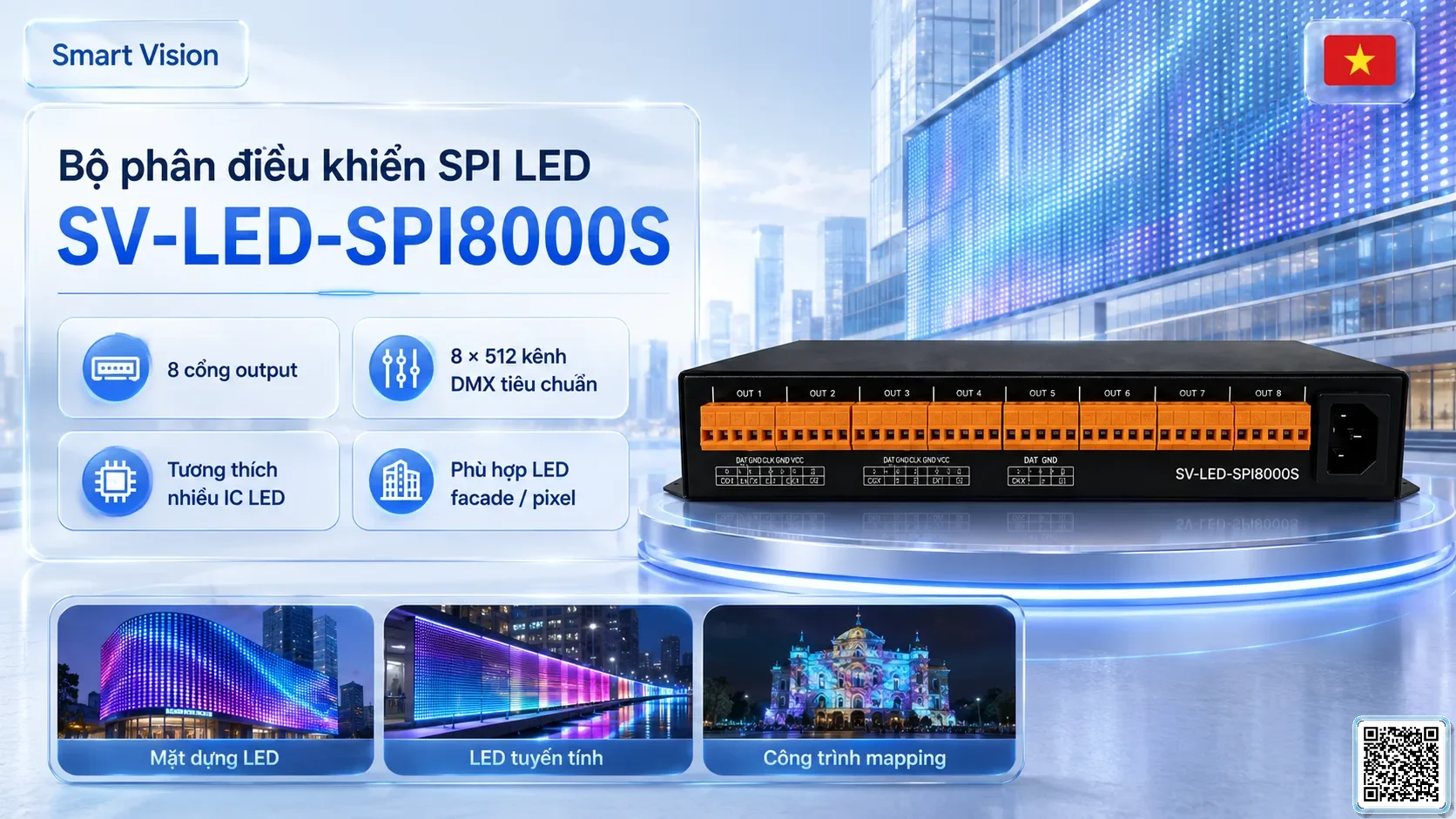 SV-LED-SPI8000S SV-LED-SPI8000S SPI LED Sub-Controller Bộ điều khiển DMX, Nhạc nước DMX, Đèn DMX, Bơm DMX, hệ thống ánh sáng DMX
