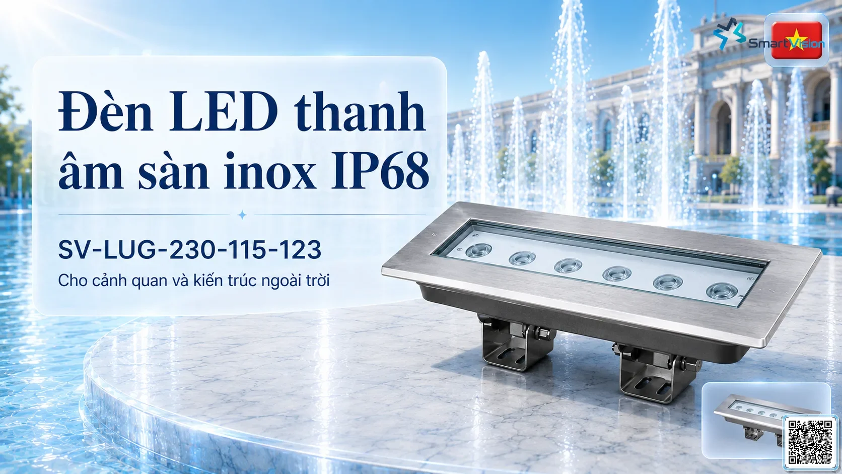 SV-LUG-230-115-123 SV-LUG-230-115-123 IP68 Stainless Steel LED Linear Underground Light thông số kỹ thuật thiết bị đèn âm nước cho đài phun nước, nhạc