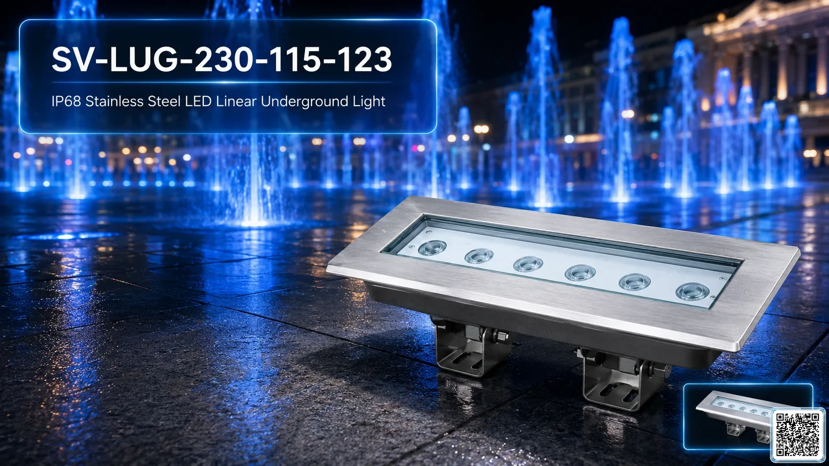 SV-LUG-230-115-123 IP68 Stainless Steel LED Linear Underground Light