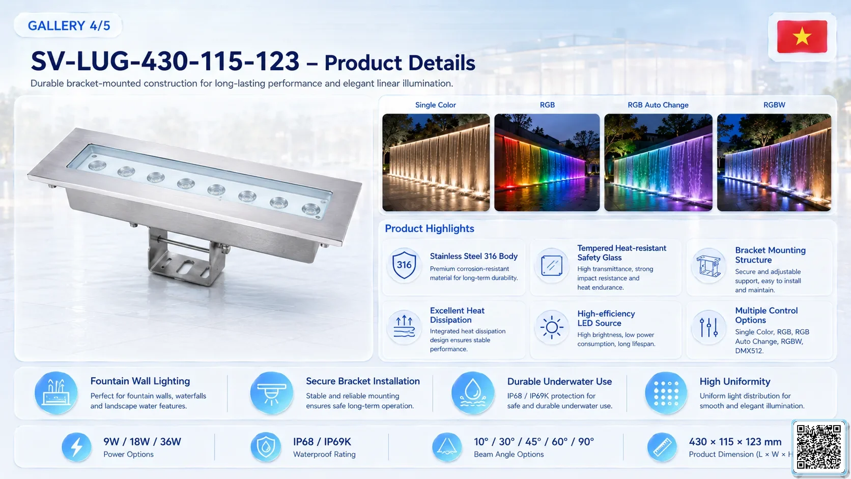 SV-LUG-430-115-123 SV-LUG-430-115-123 IP68 Stainless Steel LED Linear Underground Light Underwater Light catalogue, fountain lights