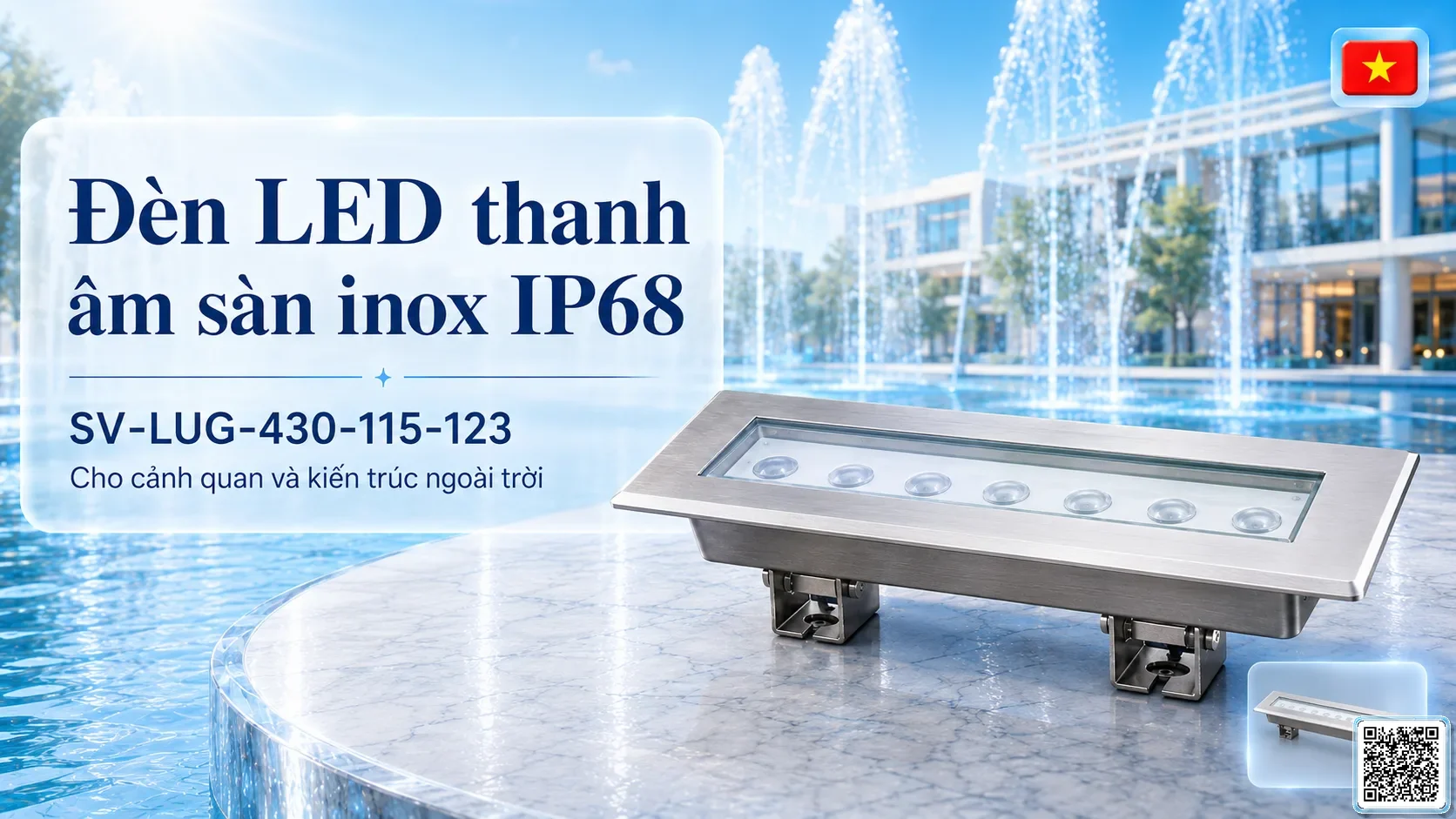 SV-LUG-430-115-123 Đèn LED thanh âm sàn inox IP68
