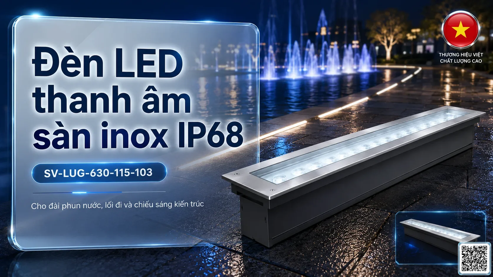 SV-LUG-630-115-103 Đèn LED thanh âm sàn inox IP68
