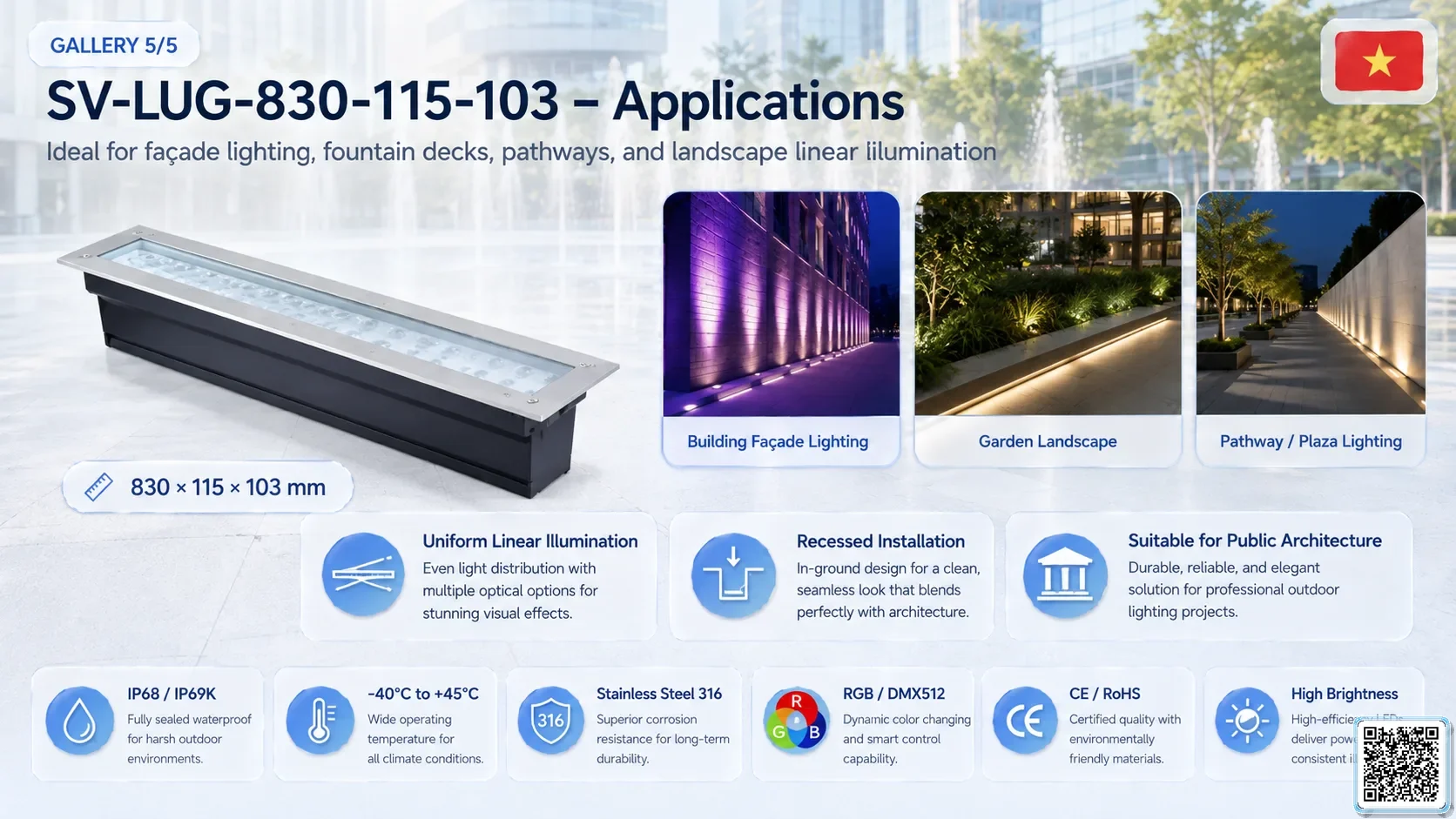 SV-LUG-830-115-103 SV-LUG-830-115-103 IP68 Stainless Steel LED Linear Underground Light Underwater Light catalogue, fountain lights