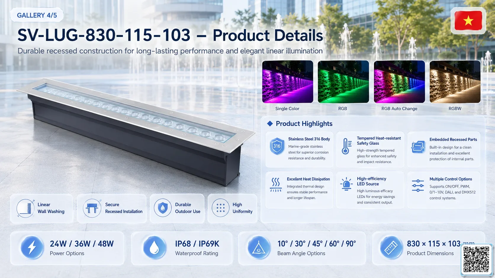 SV-LUG-830-115-103 SV-LUG-830-115-103 IP68 Stainless Steel LED Linear Underground Light Underwater Light catalogue, fountain lights