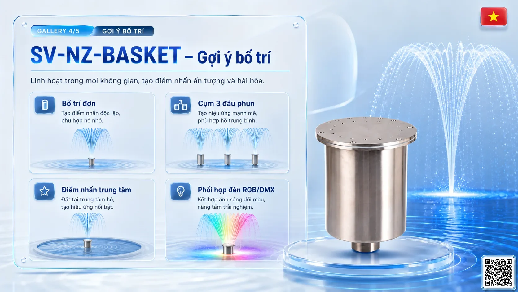 SV-NZ-BASKET SV-NZ-BASKET Basket Nozzle Thông số kỹ thuật vòi phun, Catalogue vòi phun nước nghệ thuật