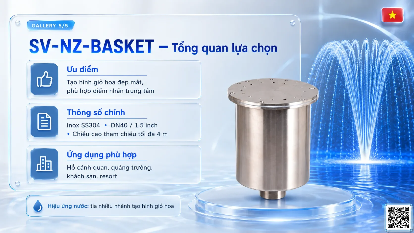 SV-NZ-BASKET SV-NZ-BASKET Basket Nozzle Thông số kỹ thuật vòi phun, Catalogue vòi phun nước nghệ thuật