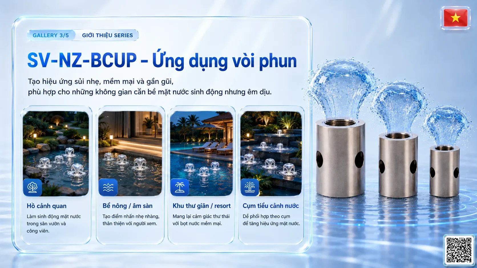 SV-NZ-BCUP SV-NZ-BCUP Bubbling Cup Nozzle Thông số kỹ thuật vòi phun, Catalogue vòi phun nước nghệ thuật