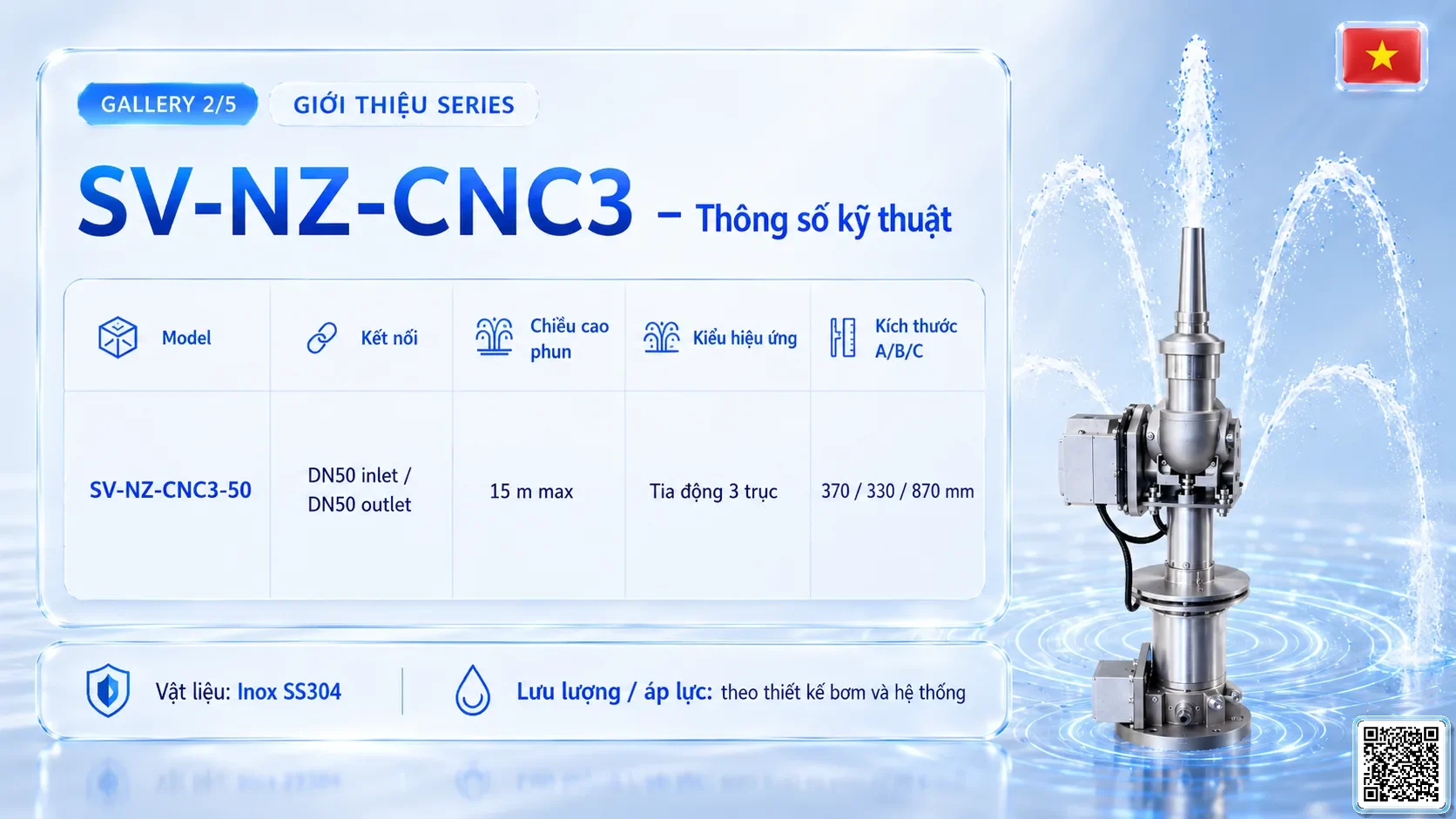 SV-NZ-CNC3 SV-NZ-CNC3 Three-Axis CNC Nozzle Thông số kỹ thuật vòi phun, Catalogue vòi phun nước nghệ thuật