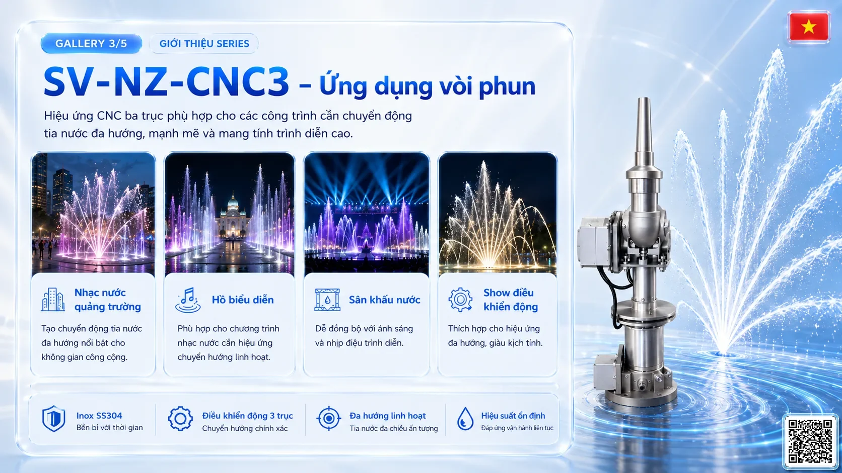 SV-NZ-CNC3 SV-NZ-CNC3 Three-Axis CNC Nozzle Thông số kỹ thuật vòi phun, Catalogue vòi phun nước nghệ thuật
