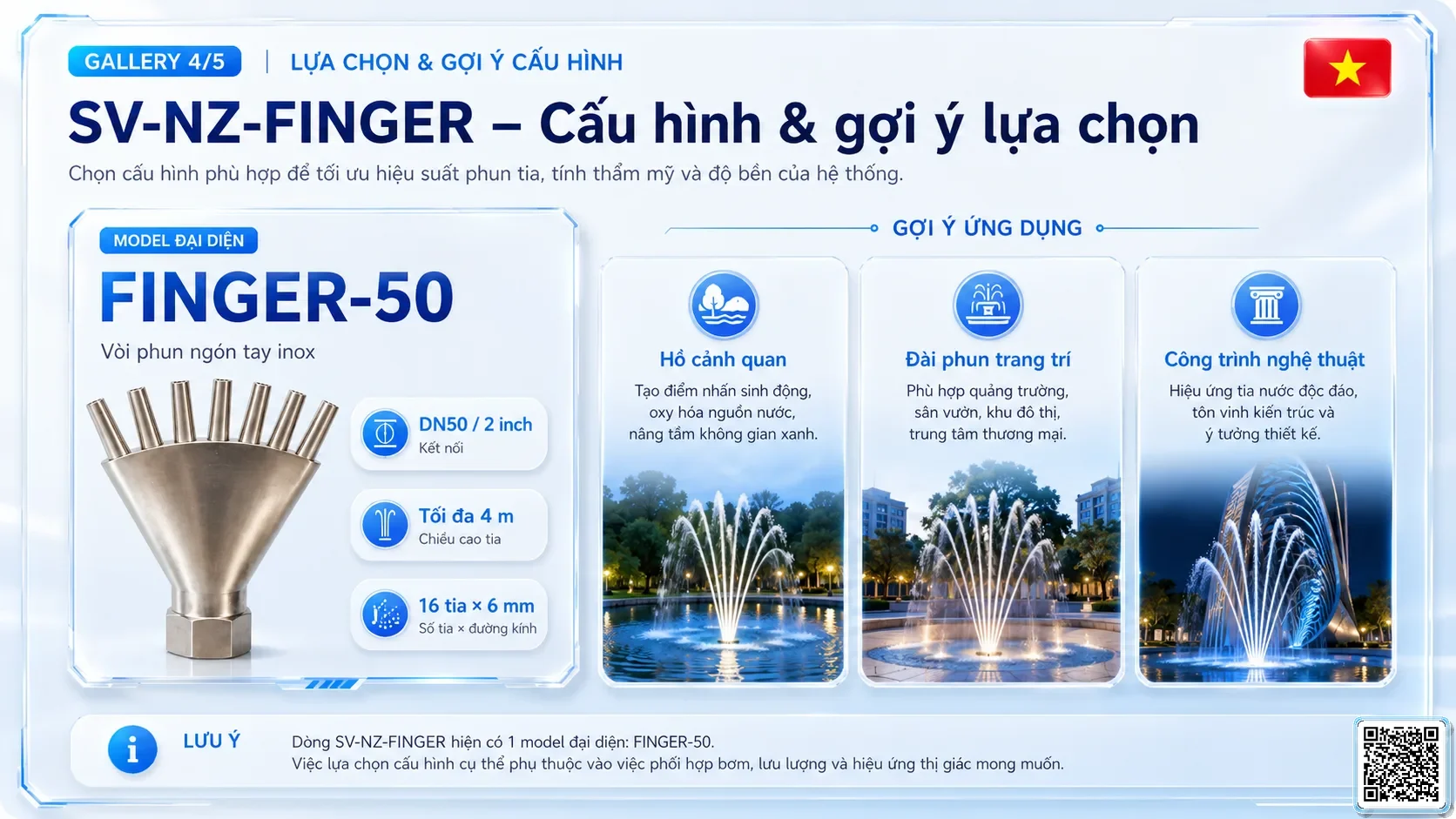 SV-NZ-FINGER SV-NZ-FINGER Finger Nozzle Thông số kỹ thuật vòi phun, Catalogue vòi phun nước nghệ thuật