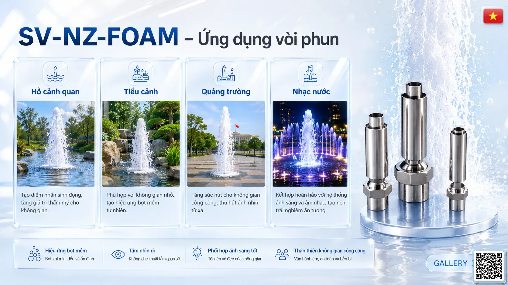 SV-NZ-FOAM SV-NZ-FOAM Foam Effect Nozzle Thông số kỹ thuật vòi phun, Catalogue vòi phun nước nghệ thuật