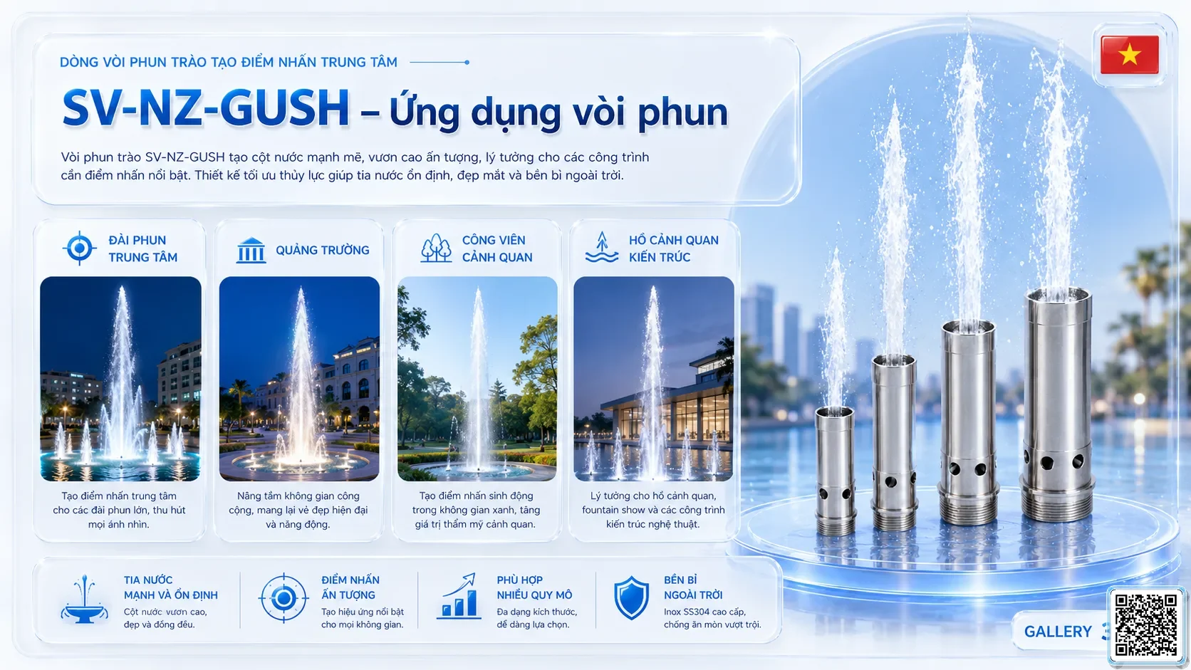 SV-NZ-GUSH SV-NZ-GUSH Gushing Nozzle Thông số kỹ thuật vòi phun, Catalogue vòi phun nước nghệ thuật