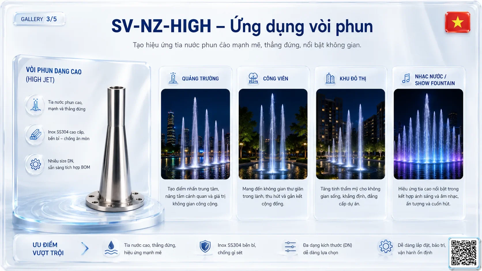 SV-NZ-HIGH SV-NZ-HIGH High Jet Nozzle Thông số kỹ thuật vòi phun, Catalogue vòi phun nước nghệ thuật